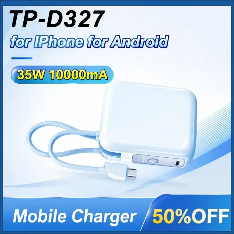 TP-D327 35W 10000mA for IPhone for Android Phone Mini Portable Power Bankh Fast Charging Power Bank with Built in Dual Line
TP-D327 35W 10000mA for IPhone for Android Phone Mini Portable Power Bankh Fast Charging Power Bank with Built in Dual Line