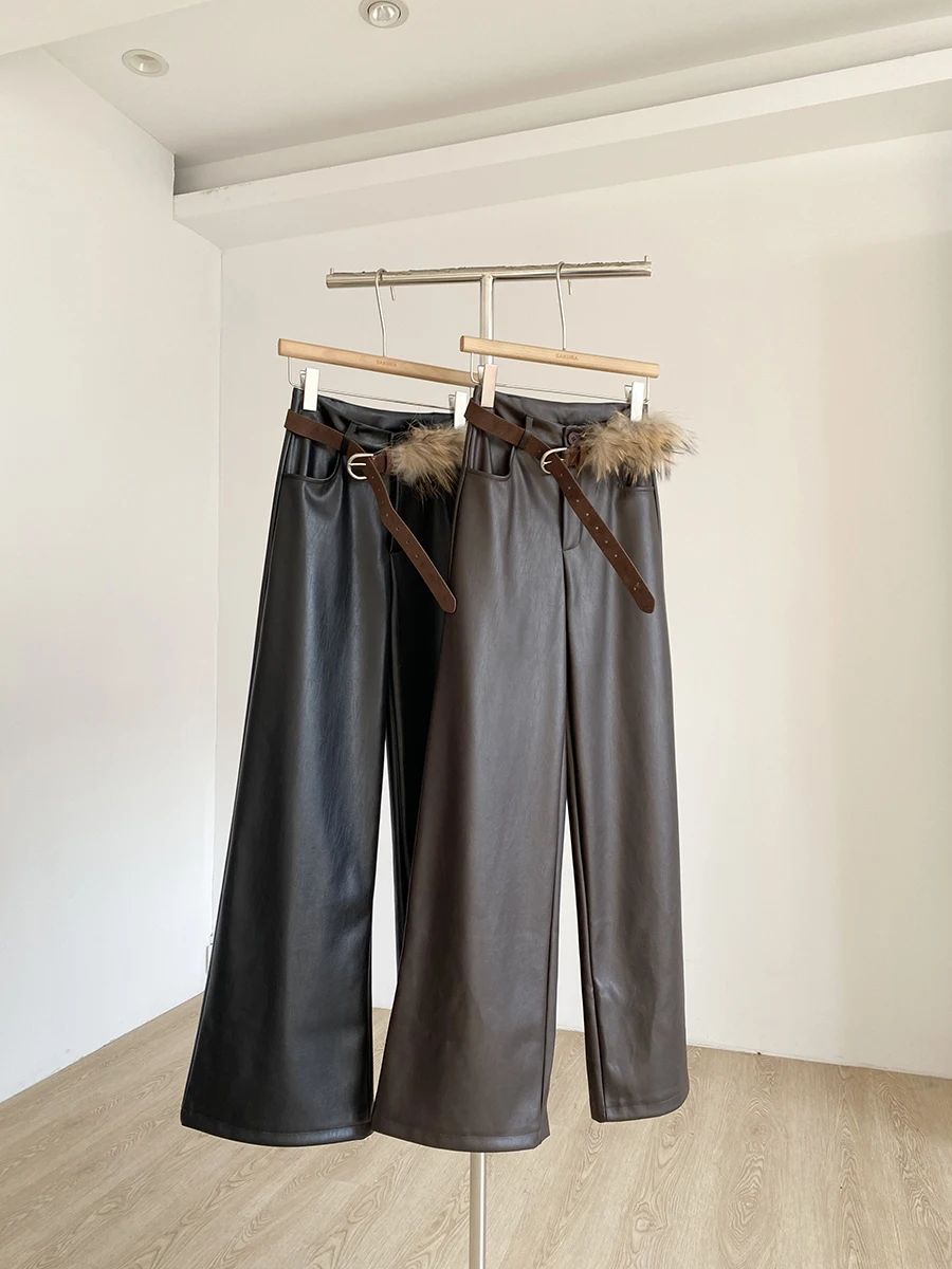 American Style High Waist Straight Leg Leather Pants Women's Loose Casual Wide Leg Long Trousers Fashionable Autumn 2025
American Style High Waist Straight Leg Leather Pants Women's Loose Casual Wide Leg Long Trousers Fashionable Autumn 2025