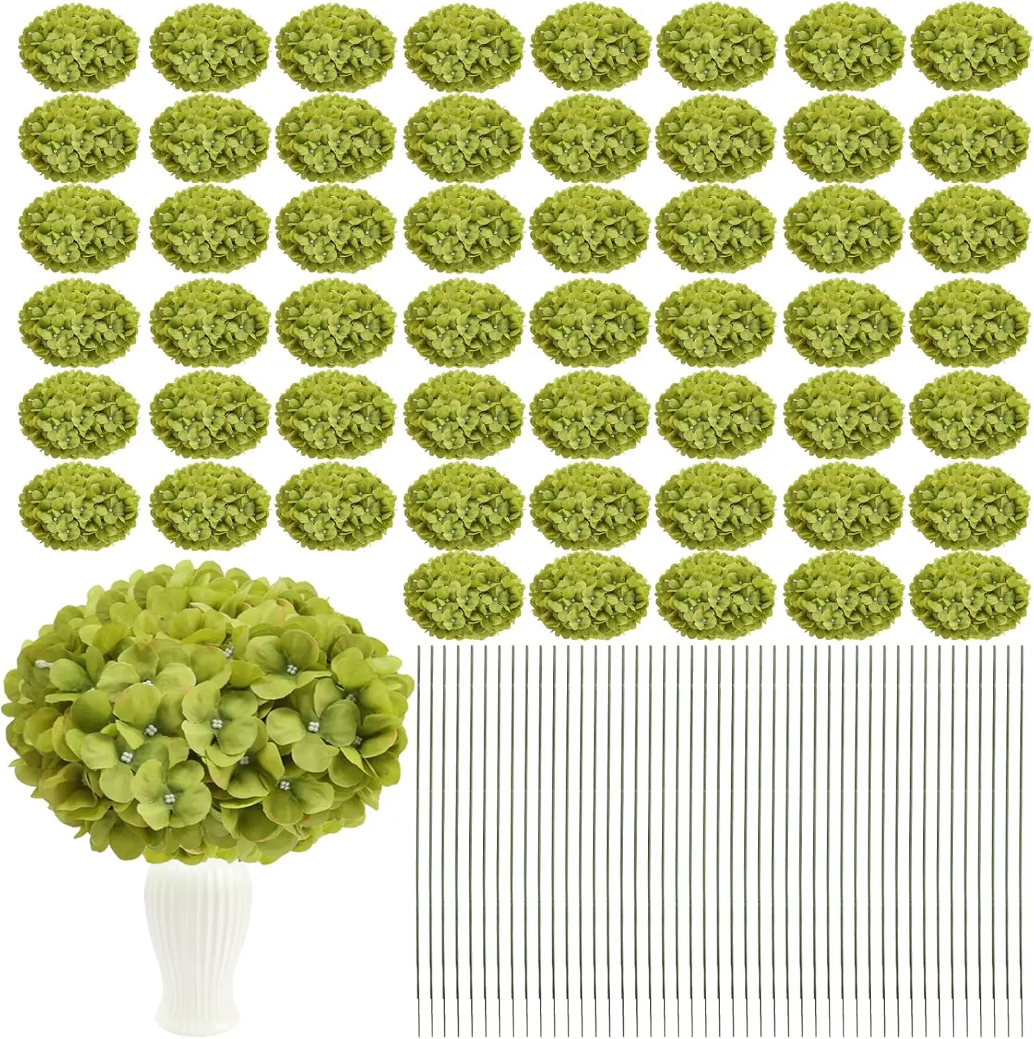 104 PCS Green Hydrangea Artificial Flowers Bulk - Faux Silk Hydrangeas Full Flowers Heads with Stems Lifelike for Weddin
104 PCS Green Hydrangea Artificial Flowers Bulk - Faux Silk Hydrangeas Full Flowers Heads with Stems Lifelike for Weddin