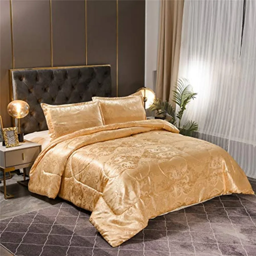 Luxury Silk Bedding Comforter Sets, Jacquard Lightweight Comforter Quilt, All Season Ultra Soft Microfiber Comforter Set Matchi
Luxury Silk Bedding Comforter Sets, Jacquard Lightweight Comforter Quilt, All Season Ultra Soft Microfiber Comforter Set Matchi