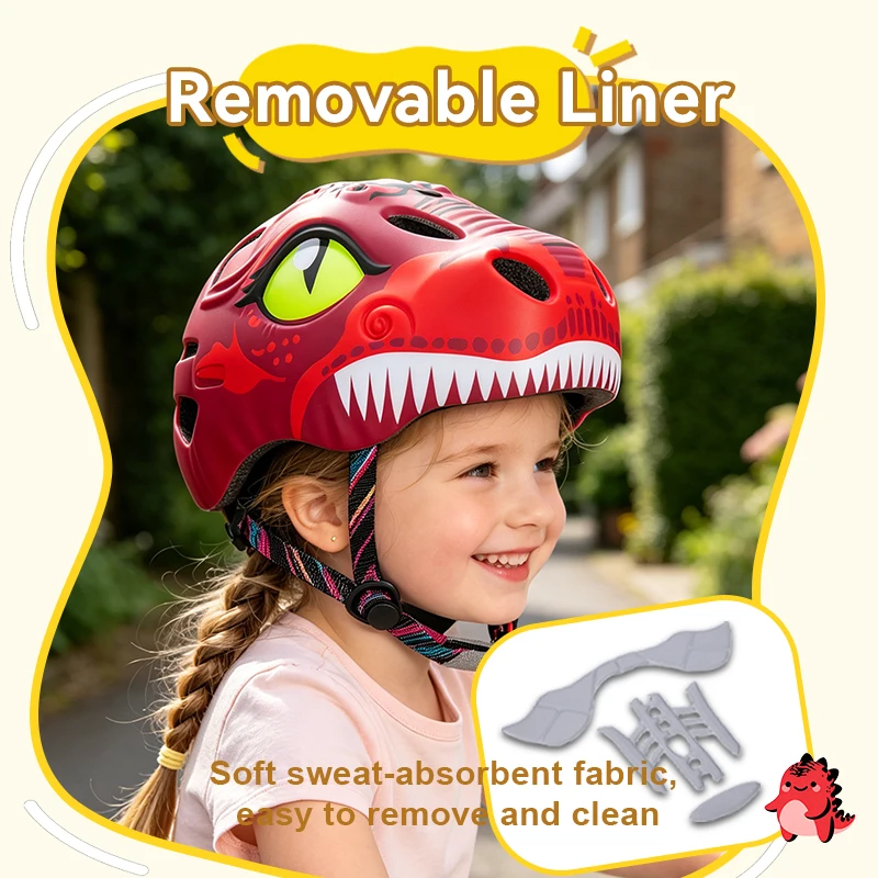 Toddler 3D Dinosaur Bicycle Helmet 3.7CM Thick EPS Padding Kids Half Shell Helmet for Balance Bike Scooter Shock Absorbing Helm
Toddler 3D Dinosaur Bicycle Helmet 3.7CM Thick EPS Padding Kids Half Shell Helmet for Balance Bike Scooter Shock Absorbing Helm
