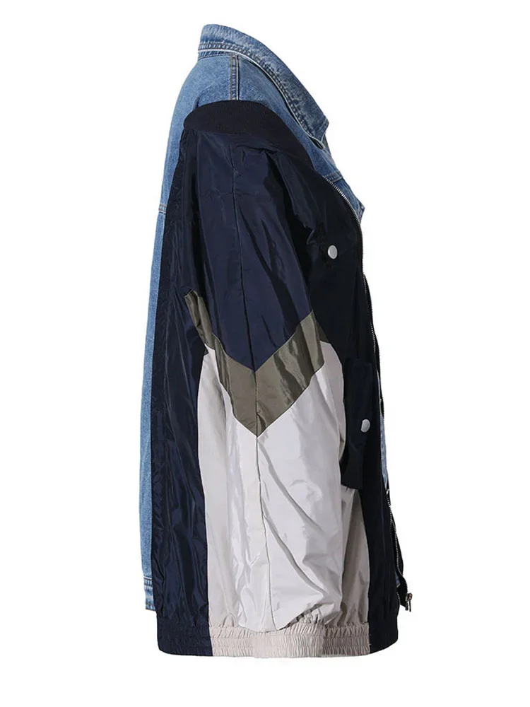 Blue Denim Color-block Jacket Loose Fit Big Size New Lapel Long Sleeve Women Coat Fashion Spring Autumn 2024 1DF151905
Blue Denim Color-block Jacket Loose Fit Big Size New Lapel Long Sleeve Women Coat Fashion Spring Autumn 2024 1DF151905