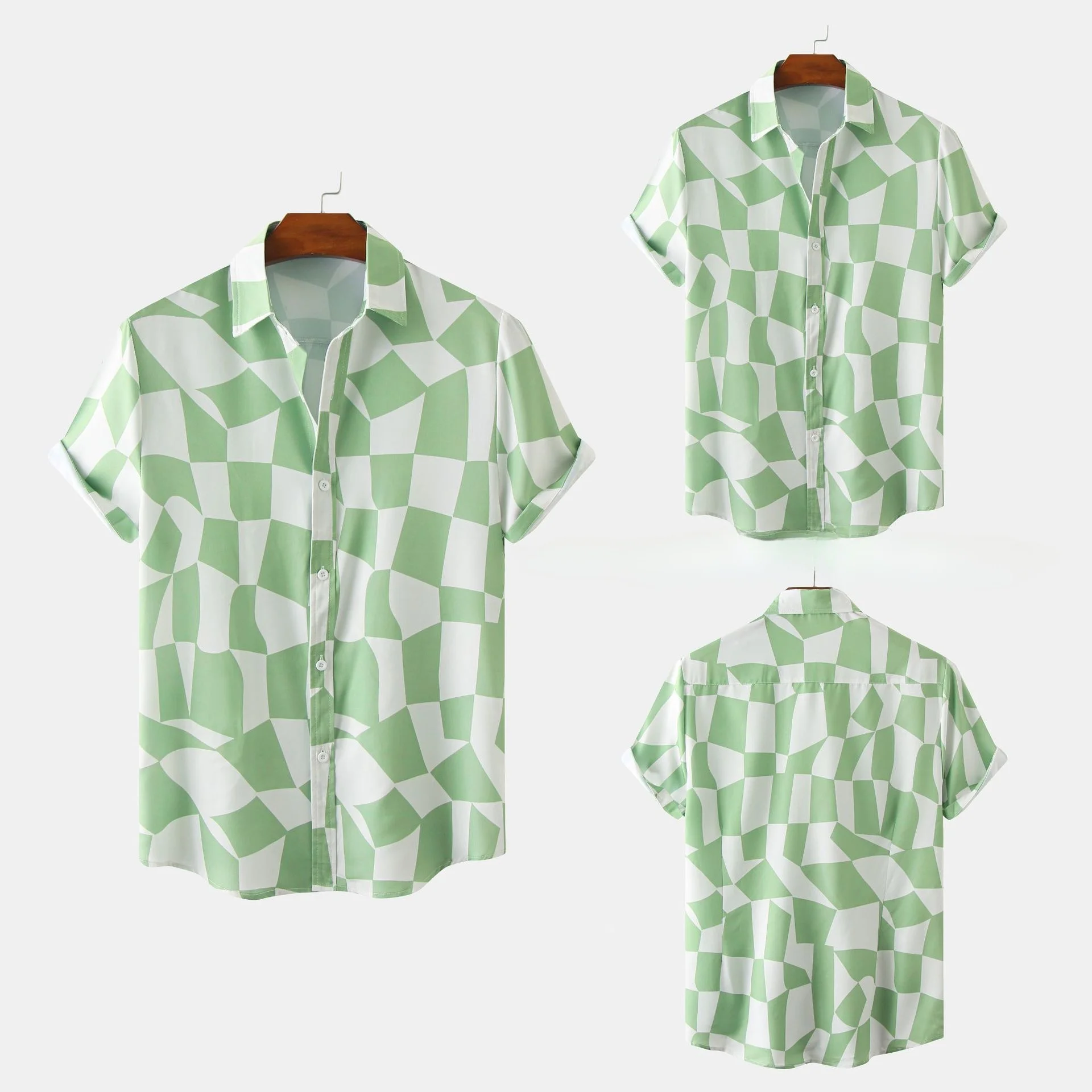 Summer Men's Green Color Block Short Sleeve Shirt Casual Loose Fit Floral Pattern Stand Collar Regular Thickness
Summer Men's Green Color Block Short Sleeve Shirt Casual Loose Fit Floral Pattern Stand Collar Regular Thickness