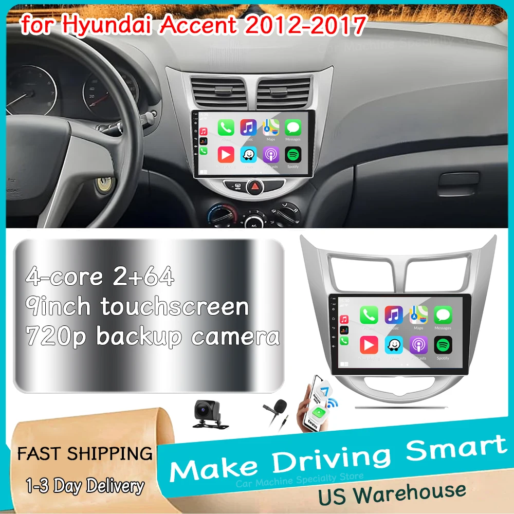 2+64G Car Stereo Radio Android 15 GPS Navigation with Carplay Android Auto FM/RDS Radio SWC 9inch Touch Screen Multimedia Player for Hyundai Accent 2012-2017 WiFi Bluetooth Mirror Link
2+64G Car Stereo Radio Android 15 GPS Navigation with Carplay Android Auto FM/RDS Radio SWC 9inch Touch Screen Multimedia Player for Hyundai Accent 2012-2017 WiFi Bluetooth Mirror Link