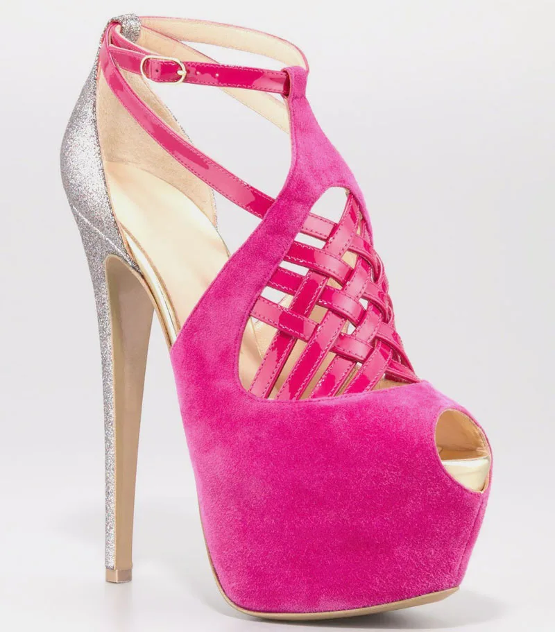 Сексуальные замшевые туфли-лодочки цвета фуксии на платформе с перекрестными ремешками, открытым носком и блестящей отделкой сзади, на высоком каблуке, свадебные туфли
Сексуальные замшевые туфли-лодочки цвета фуксии на платформе с перекрестными ремешками, открытым носком и блестящей отделкой сзади, на высоком каблуке, свадебные туфли