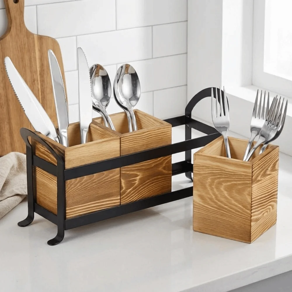 Wooden 3 Compartment Cutlery Holder Space Saving with Handle Spoons Forks Storage Box Large Capacity Flatware Organizer
Wooden 3 Compartment Cutlery Holder Space Saving with Handle Spoons Forks Storage Box Large Capacity Flatware Organizer