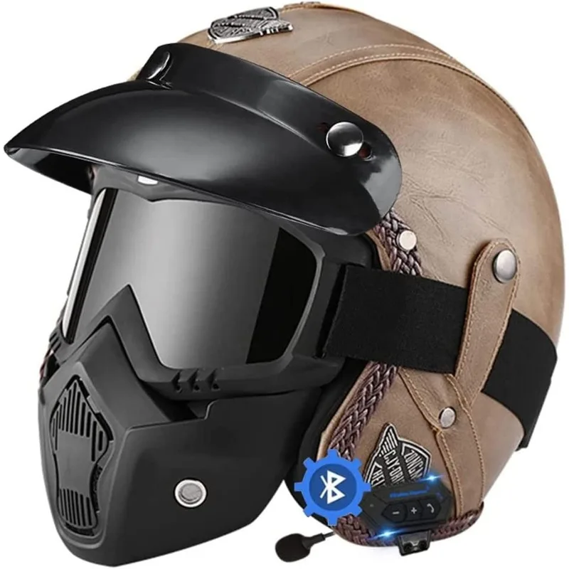 Bluetooth Fashion Personalized Retro Helmet for Men's and Women's Electric Cars Four Seasons Universal Cool 3/4 Leather Helmet
Bluetooth Fashion Personalized Retro Helmet for Men's and Women's Electric Cars Four Seasons Universal Cool 3/4 Leather Helmet