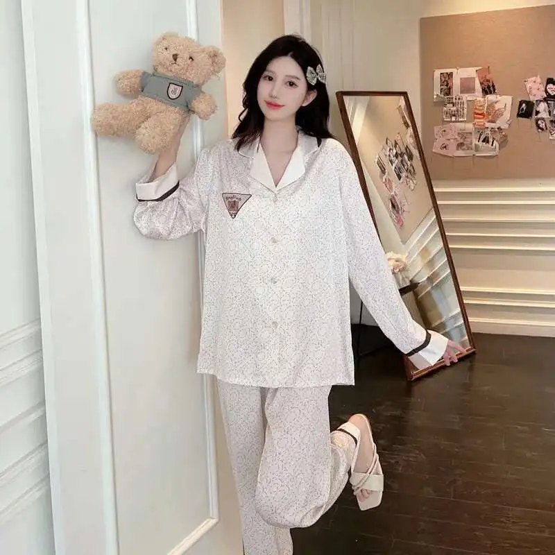 Elegant New Style Temperament Long Sleeve Breathable Ice Silk Pajamas Women Thin Cardigan Satin Sweet Ice Silk Suit Pyjamas Sets
Elegant New Style Temperament Long Sleeve Breathable Ice Silk Pajamas Women Thin Cardigan Satin Sweet Ice Silk Suit Pyjamas Sets