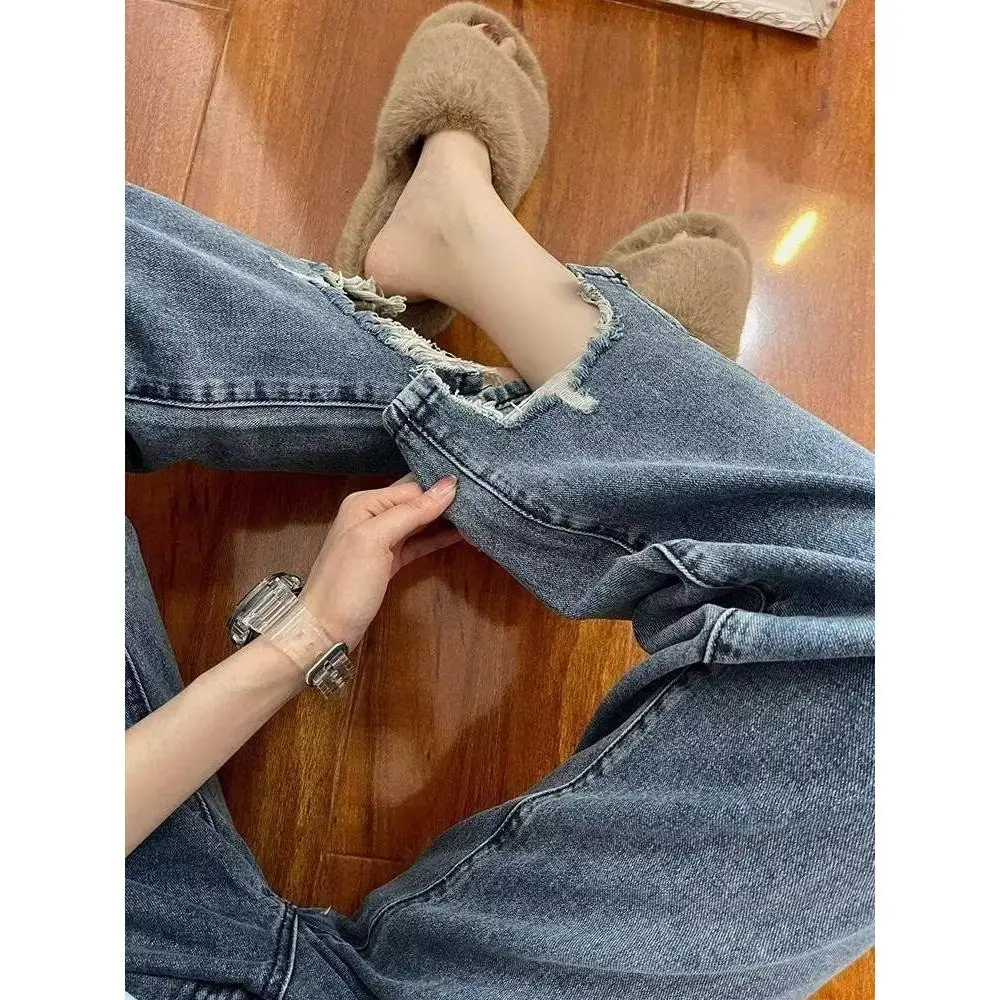 Ретро джинсы свободного прямого кроя для женщин, весна-лето, новые широкие брюки с разрезами, укороченные, маленькие размеры, эластичные, повседневные, из смесового хлопка
Ретро джинсы свободного прямого кроя для женщин, весна-лето, новые широкие брюки с разрезами, укороченные, маленькие размеры, эластичные, повседневные, из смесового хлопка