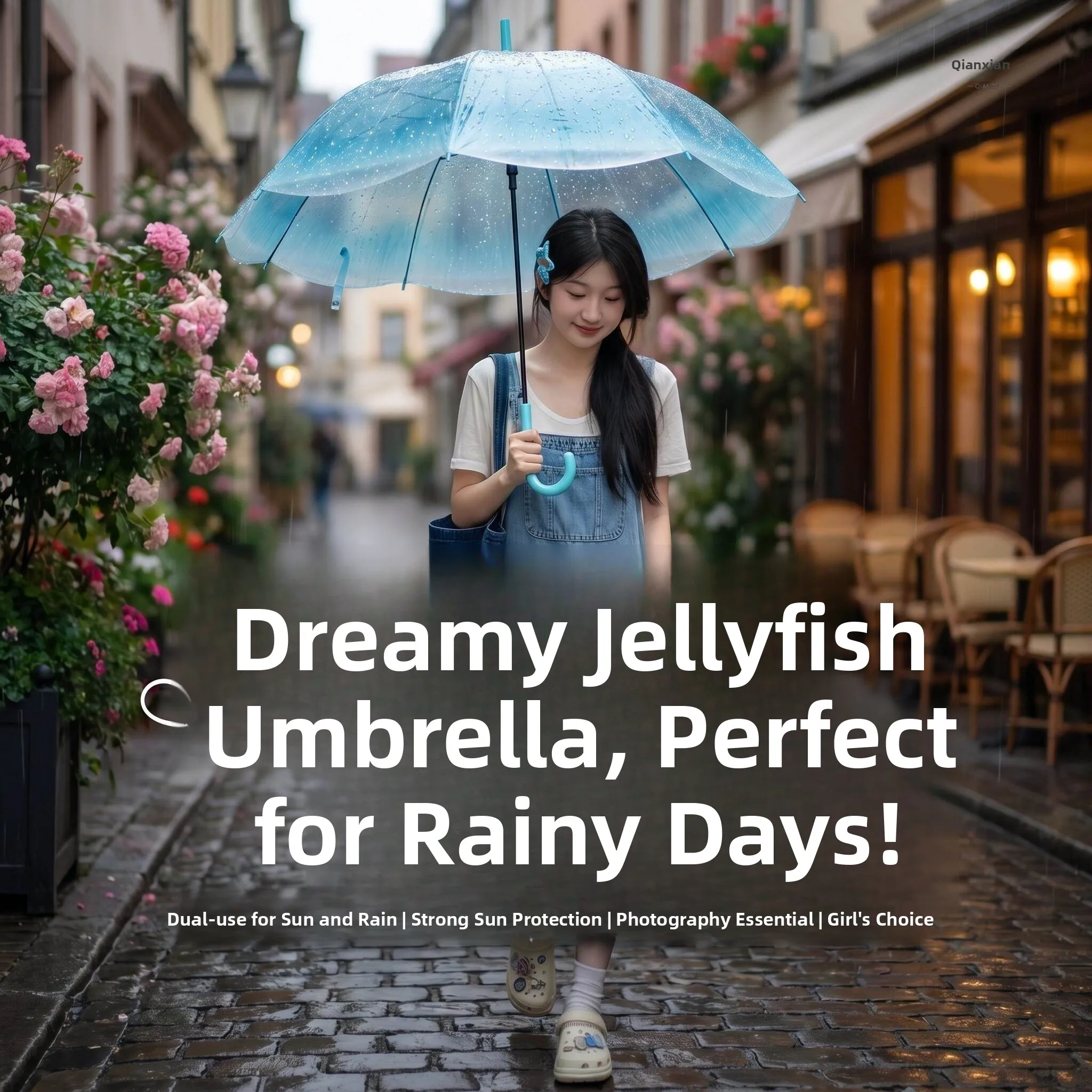 Transparent Automatic Umbrella Long Handle Portable Women's Umbrella Blue for Sun And Rain Use High Aesthetic Value
Transparent Automatic Umbrella Long Handle Portable Women's Umbrella Blue for Sun And Rain Use High Aesthetic Value