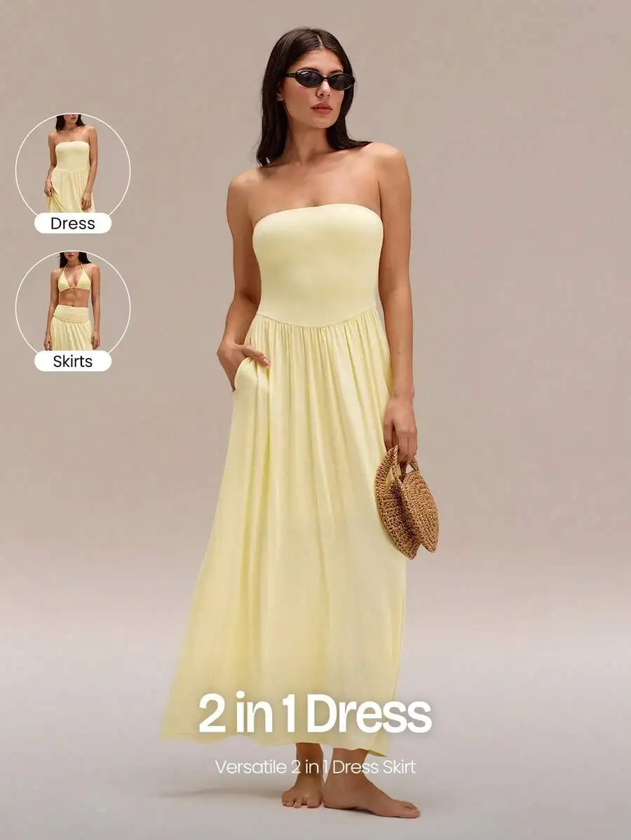 2 In 1 Strapless Dress With Side Pockets Foldable Casual Maxi Dress
2 In 1 Strapless Dress With Side Pockets Foldable Casual Maxi Dress
