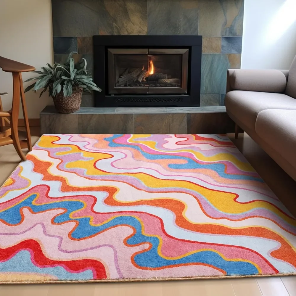 Vintage Abstract 4x6 Area Rug Faux Wool Thin Funky Aesthetic Colorful Striped Non-Slip Living Room Rug Washable Throw Carpet
Vintage Abstract 4x6 Area Rug Faux Wool Thin Funky Aesthetic Colorful Striped Non-Slip Living Room Rug Washable Throw Carpet