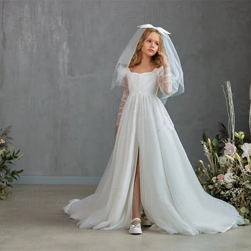 Long Sleeve Flower Girl Dresses Princess Jewel Neck Girls Birthday Party Christmas First Communion Gowns
Long Sleeve Flower Girl Dresses Princess Jewel Neck Girls Birthday Party Christmas First Communion Gowns