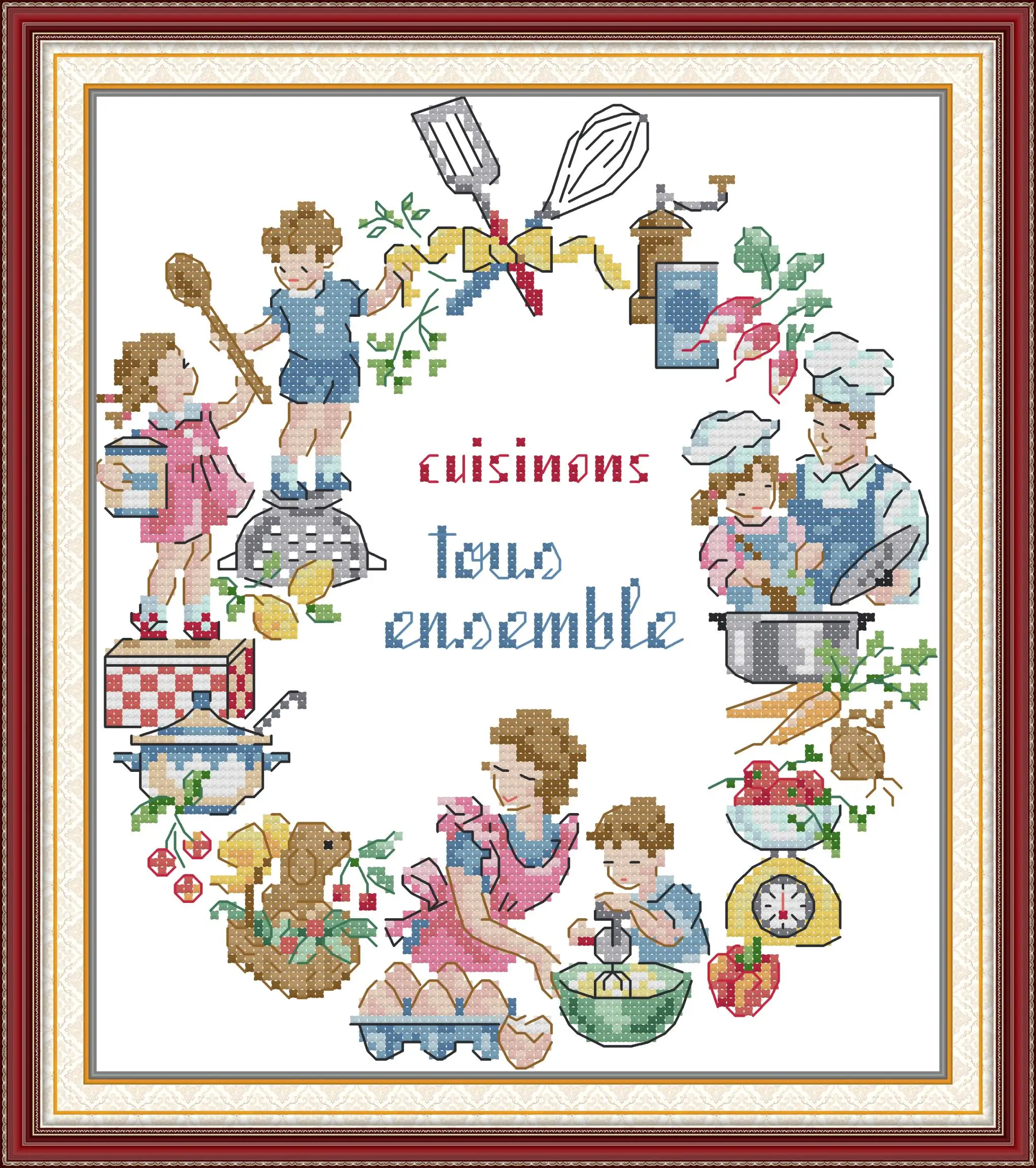 Maydear Cross Stitch Kit, 11CT/14CT/16CT/9CT Aida Fabric,DMC Threads Sewing Pattern Embroidery Set-Cooking together
Maydear Cross Stitch Kit, 11CT/14CT/16CT/9CT Aida Fabric,DMC Threads Sewing Pattern Embroidery Set-Cooking together