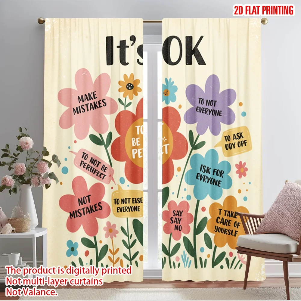 2pcs 2D flat printing Drapes It's OK Flowers Inspirational Fabric Without Electricity Seasonal Party & Holiday Decor for Festive
2pcs 2D flat printing Drapes It's OK Flowers Inspirational Fabric Without Electricity Seasonal Party & Holiday Decor for Festive