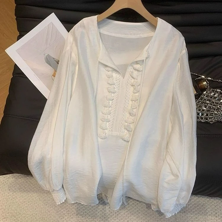 Tassel Lace Up V-neck Shirt For Women 2026 New Style Pullover Top
Tassel Lace Up V-neck Shirt For Women 2026 New Style Pullover Top