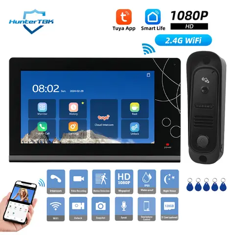 1080P WiFi Video Intercom System IP Video Door Phone Smart TUYA APP Camera Doorbell with WDR PIR Video Recording  Door Bell