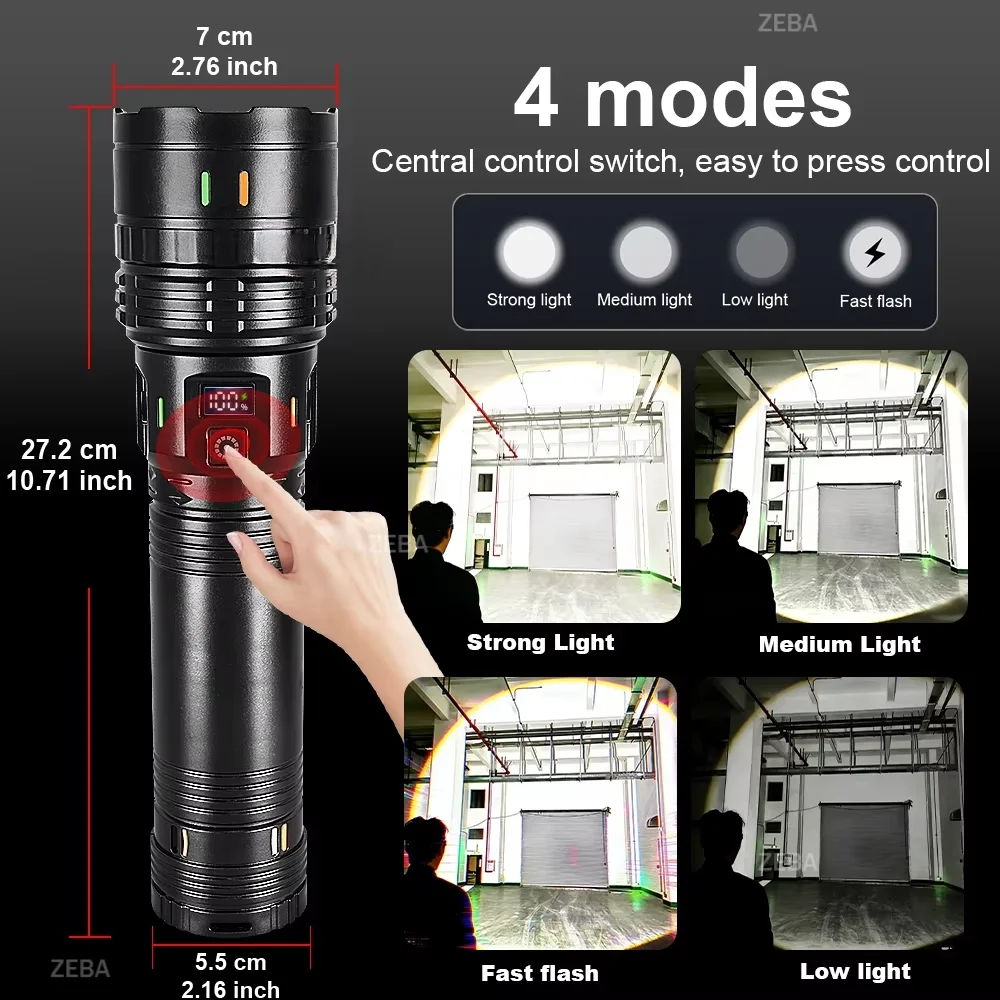 35000000LM High Power LED Flashlight Most Bright Tactical Torch Rechargeable Portable Light Long Shot 5000M Camping Hunting Lamp
35000000LM High Power LED Flashlight Most Bright Tactical Torch Rechargeable Portable Light Long Shot 5000M Camping Hunting Lamp