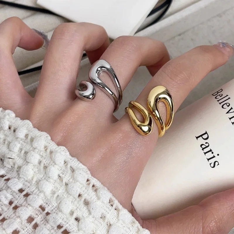 Vintage Gold Silver Color Asymmetric Rings for Women Fashion Creative Metal Smooth Geometric Adjustable Open Rings Jewelry
Vintage Gold Silver Color Asymmetric Rings for Women Fashion Creative Metal Smooth Geometric Adjustable Open Rings Jewelry