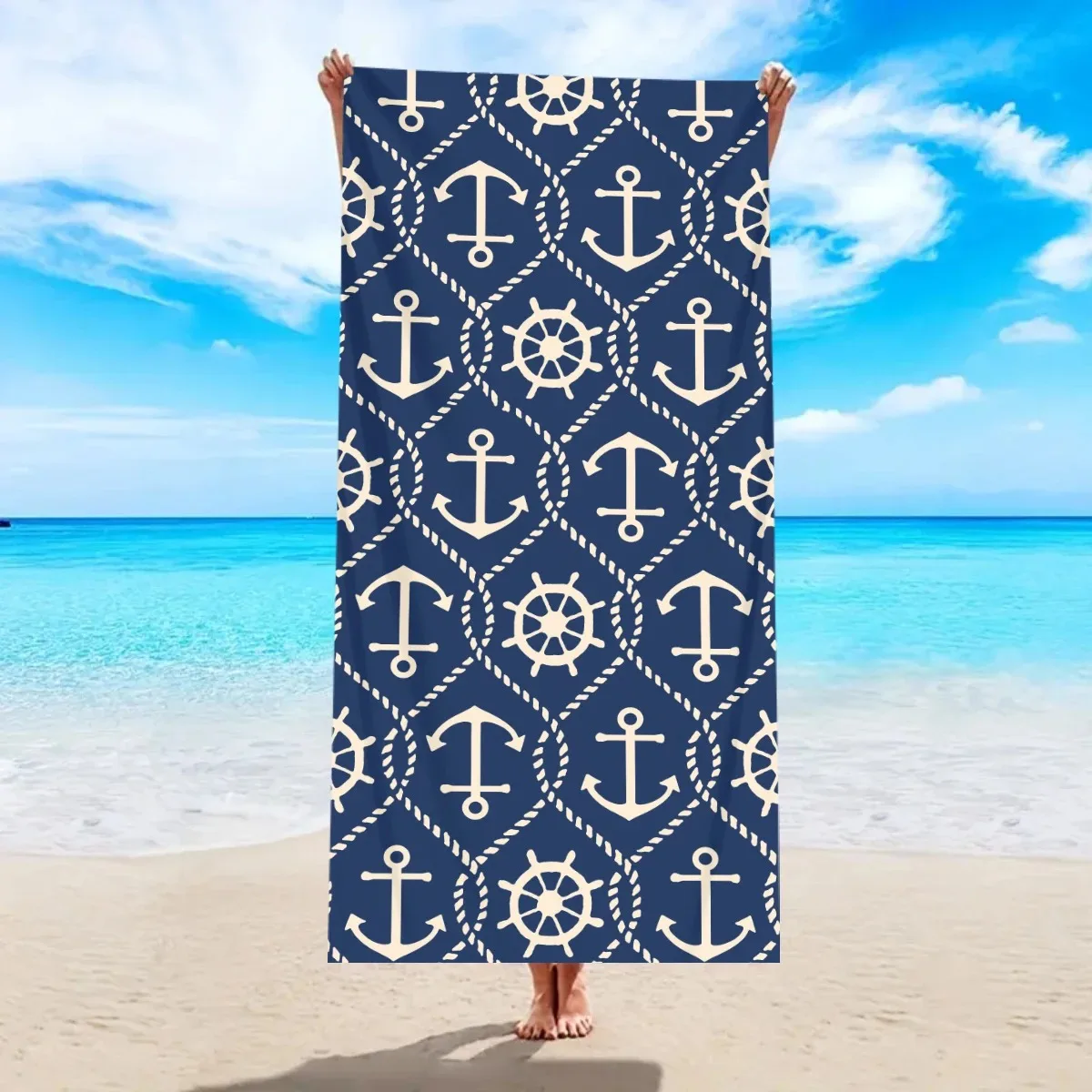 Nautical Anchor Steering Wheel Beach Towel 2D Flat Printed Peach Skin Bath Towel Summer Navy Blue Ocean Travel Pool Towel
Nautical Anchor Steering Wheel Beach Towel 2D Flat Printed Peach Skin Bath Towel Summer Navy Blue Ocean Travel Pool Towel