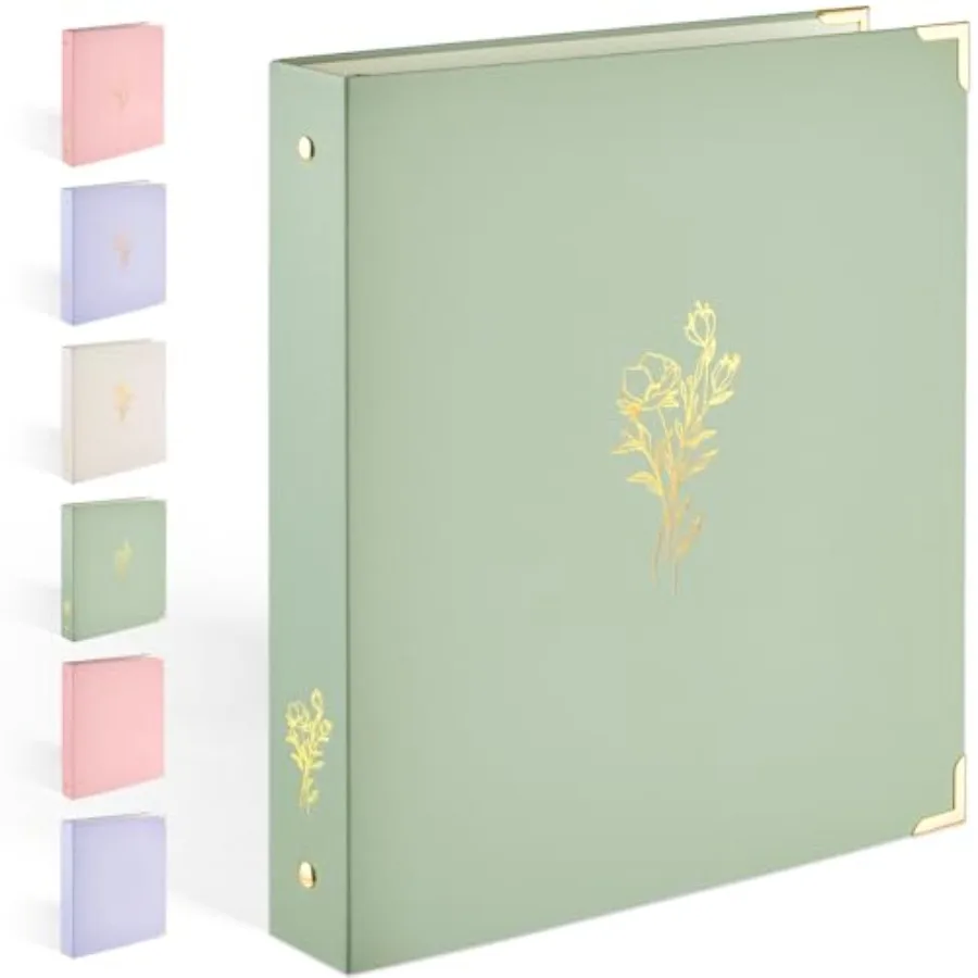 3 Ring Binder, Cute 1 Inch Binders with Gold Foil and Metal Corners, Three Ring Recipe Binder with Pocket, Fits 8.5" x 11" Pape
3 Ring Binder, Cute 1 Inch Binders with Gold Foil and Metal Corners, Three Ring Recipe Binder with Pocket, Fits 8.5" x 11" Pape