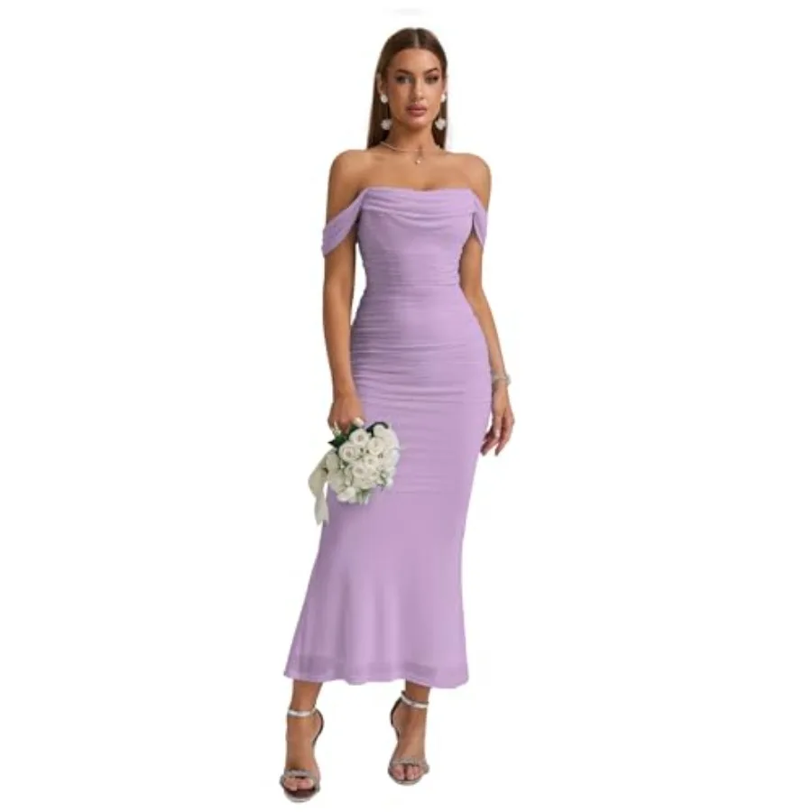 KUTUMAI Off The Shoulder Maxi Long Dress Corset Ruched Bodycon Cocktail Formal Wedding Guest Dresses for Women
KUTUMAI Off The Shoulder Maxi Long Dress Corset Ruched Bodycon Cocktail Formal Wedding Guest Dresses for Women
