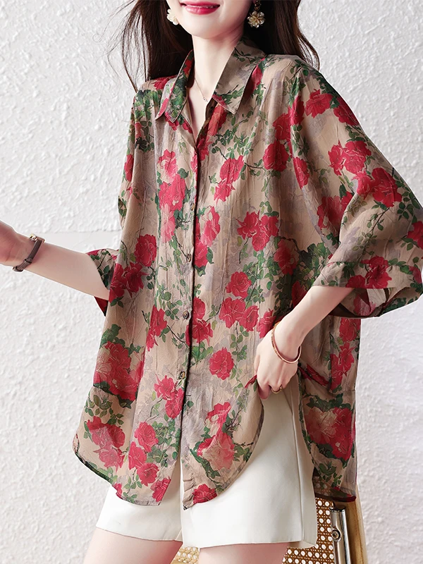 Authentic Rose Print Loose Fit Shirt Women's Summer 2026 New Style Slimming Collared mid Sleeve Top Polyester Fiber
Authentic Rose Print Loose Fit Shirt Women's Summer 2026 New Style Slimming Collared mid Sleeve Top Polyester Fiber