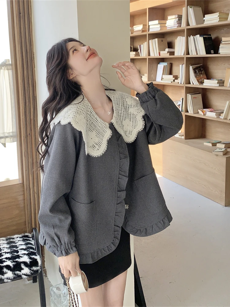 Chic Lace Splicing Doll Collar Short Coat Spring Autumn Tea Break Style Women's Fashion Outerwear College Style Loose Fit Lon...
Chic Lace Splicing Doll Collar Short Coat Spring Autumn Tea Break Style Women's Fashion Outerwear College Style Loose Fit Lon...
