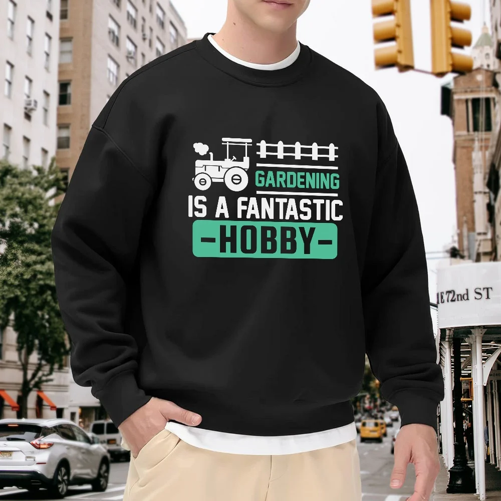 Men's Black Crew Neck Pullover Sweatshirt with Tractor and Gardening Theme Print, Loose Casual Top, Comfortable and Soft for Everyday Street Wear
Men's Black Crew Neck Pullover Sweatshirt with Tractor and Gardening Theme Print, Loose Casual Top, Comfortable and Soft for Everyday Street Wear