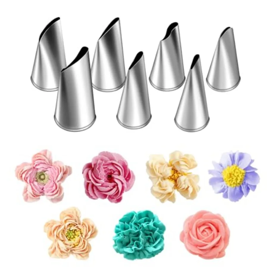 Fondant Rose Piping Tips Set, 7 Pieces Stainless Steel Cake Decorating Pastry Tools, Silver, Baking Supplies
Fondant Rose Piping Tips Set, 7 Pieces Stainless Steel Cake Decorating Pastry Tools, Silver, Baking Supplies