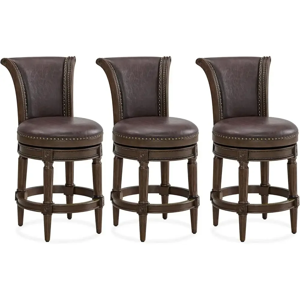 ROME + OAK Set o 3 Runyan 26" Swivel Counter Stool, Rotating High Back Barstool in k Walnut inish with Vintage Brown Vegan Leath
ROME + OAK Set o 3 Runyan 26" Swivel Counter Stool, Rotating High Back Barstool in k Walnut inish with Vintage Brown Vegan Leath