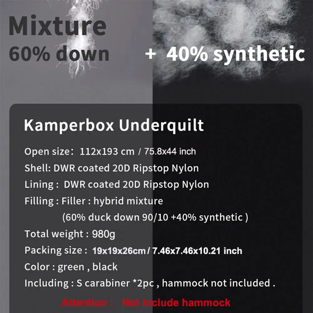 Kamperbox Hybrid Camping Underquilt & Sleeping Bag - Versatile Quilt Blanket for Outdoor Adventures
Kamperbox Hybrid Camping Underquilt & Sleeping Bag - Versatile Quilt Blanket for Outdoor Adventures