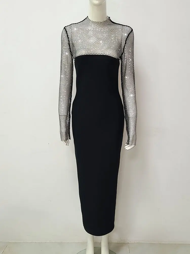 BEVENCCEL Women's Summer Sexy Long Sleeve O-Neck Mesh Diamond Black Long Fit Bandage Dress 2023 Elegant Evening Dress Vestidos
BEVENCCEL Women's Summer Sexy Long Sleeve O-Neck Mesh Diamond Black Long Fit Bandage Dress 2023 Elegant Evening Dress Vestidos