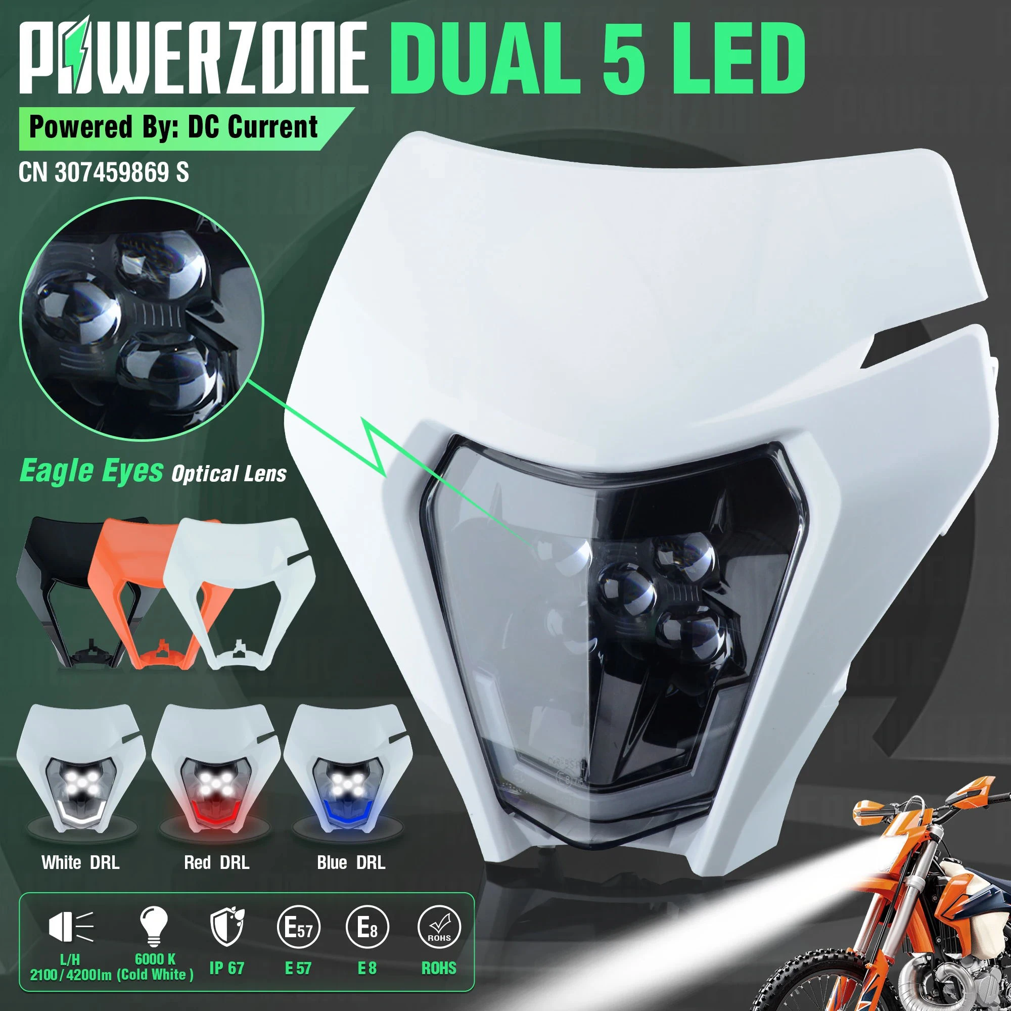 Фара для мотоцикла PowerZone, головная лампа, головная лампа, цвет белый/оранжевый, для KTM/EXC/SXF/MX
Фара для мотоцикла PowerZone, головная лампа, головная лампа, цвет белый/оранжевый, для KTM/EXC/SXF/MX