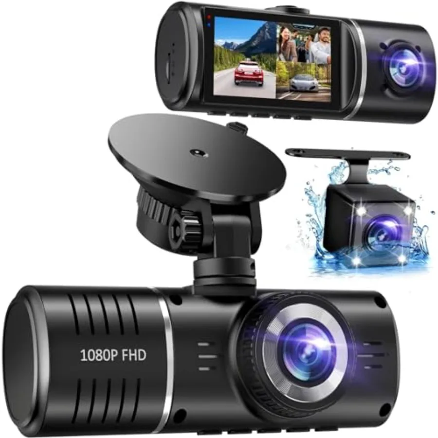 Dash Cam Front and Rear, 1080P Dash Camera for Cars, 3 Channel Car Camera Front Rear and Inside with 32GB Card, Loop Recording,
Dash Cam Front and Rear, 1080P Dash Camera for Cars, 3 Channel Car Camera Front Rear and Inside with 32GB Card, Loop Recording,