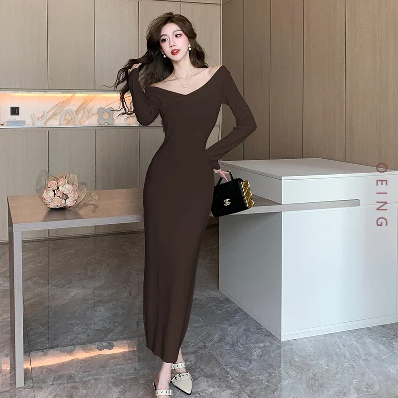Autumn Winter Fashion Long Sleeve Knitted Bodycon Dress for Women Elegant Chic Slim Casual Red Apricot Black Maxi Dresses 6007
Autumn Winter Fashion Long Sleeve Knitted Bodycon Dress for Women Elegant Chic Slim Casual Red Apricot Black Maxi Dresses 6007