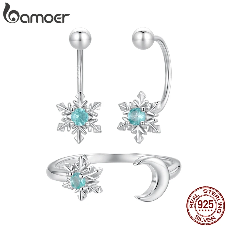 Bamoer стерлингового серебра 925 пробы, комплект ювелирных изделий со снежинкой и луной, кристально-синие серьги-гвоздики спереди и сзади, серьги для женщин, зимний рождественский подарок
Bamoer стерлингового серебра 925 пробы, комплект ювелирных изделий со снежинкой и луной, кристально-синие серьги-гвоздики спереди и сзади, серьги для женщин, зимний рождественский подарок