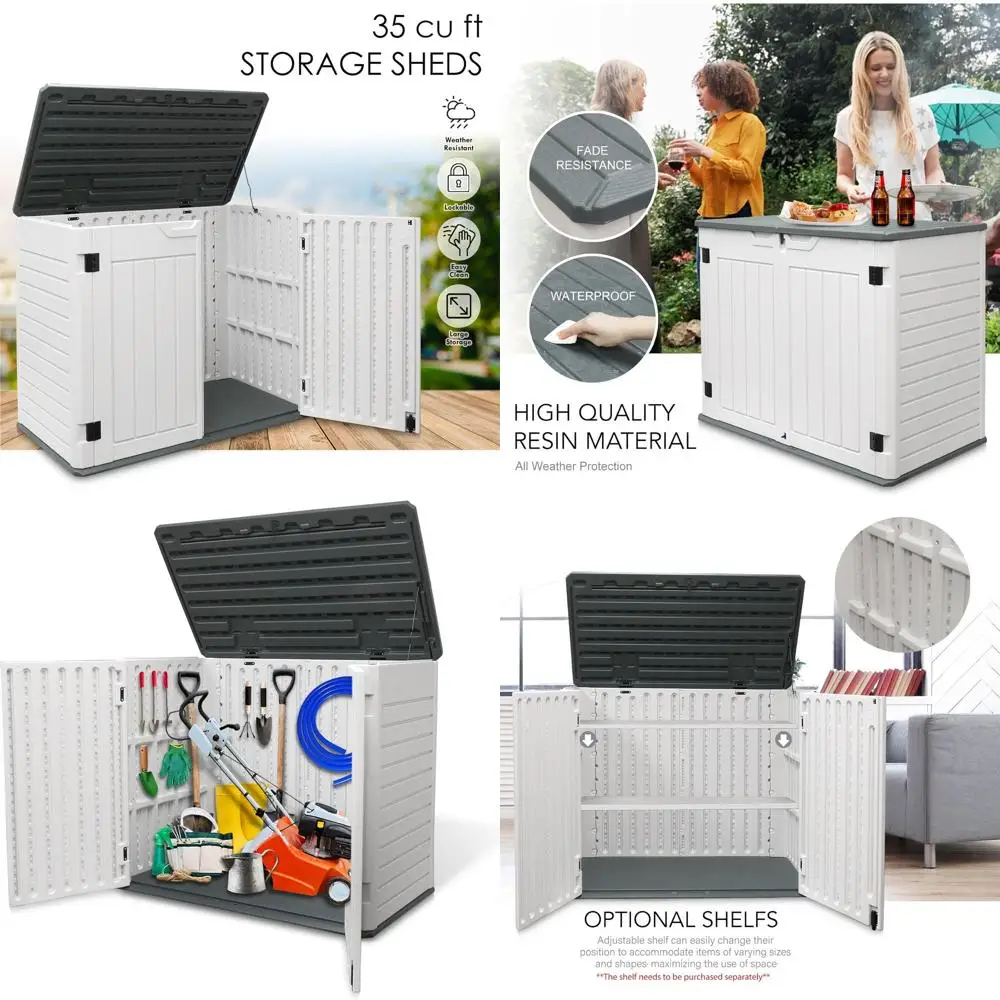 Всепогодный навес для хранения на открытом воздухе с запирающейся дверью для велосипедов, подушек и газонокосилок
Всепогодный навес для хранения на открытом воздухе с запирающейся дверью для велосипедов, подушек и газонокосилок