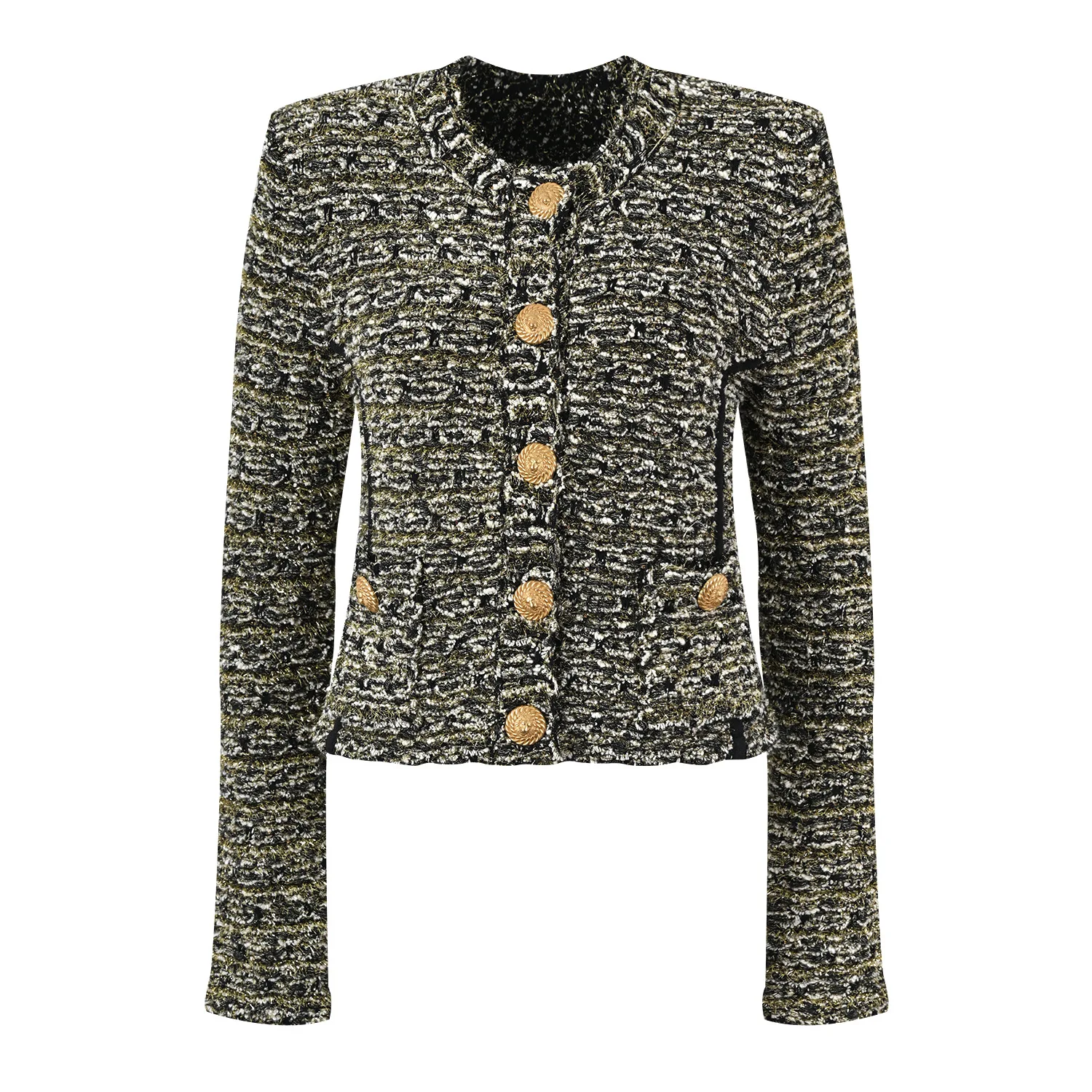 Golden Knitted Coat Autumn/Winter Fragrant Style Celebrity Short Coat Metal Button Top Elastic Slim Fit Knitted Cardigan
Golden Knitted Coat Autumn/Winter Fragrant Style Celebrity Short Coat Metal Button Top Elastic Slim Fit Knitted Cardigan