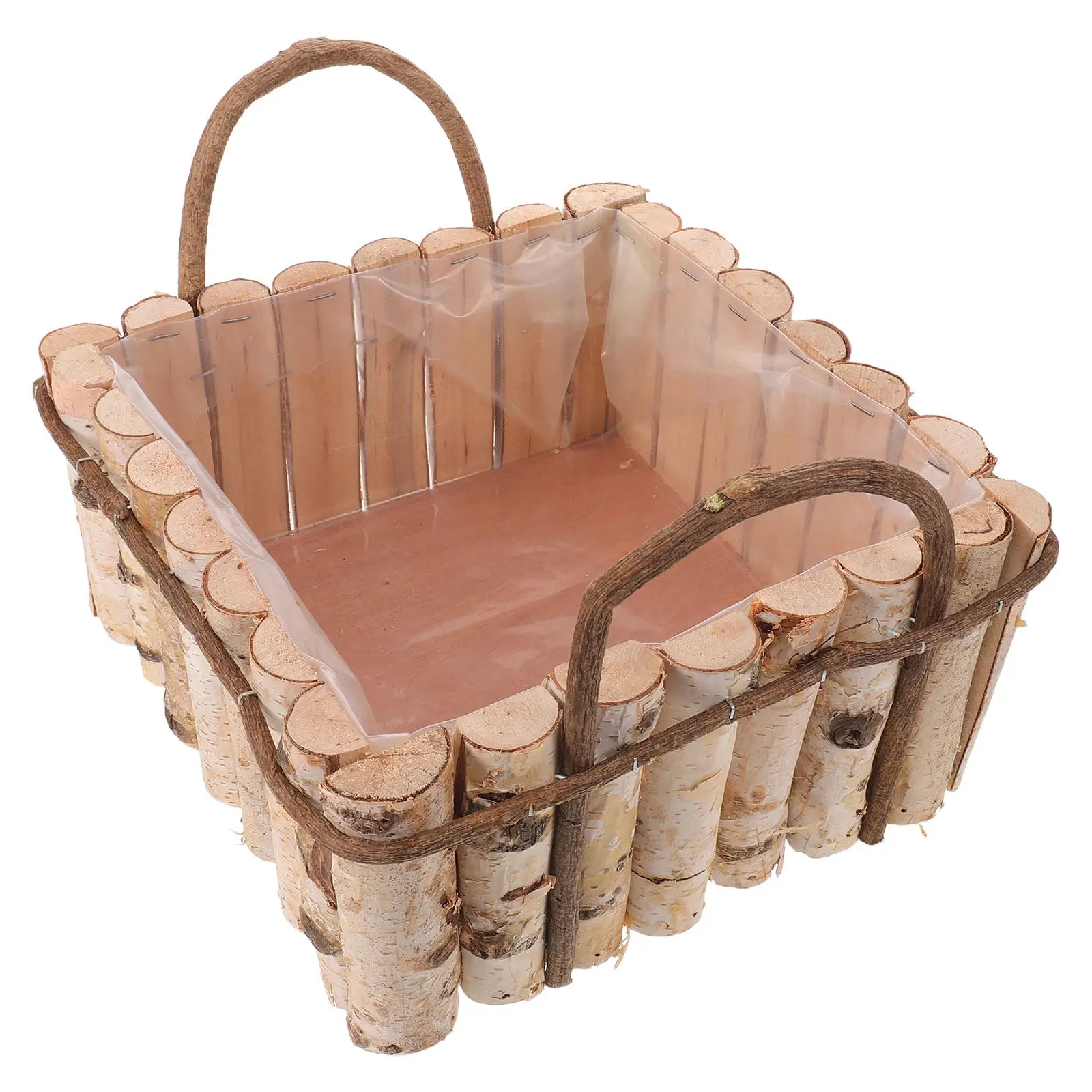Rustic Birch Wood Flower Planter Bucket with Metal Ring Handles Plastic Liner for Succulents Indoor Outdoor Patio Balcony Decor
Rustic Birch Wood Flower Planter Bucket with Metal Ring Handles Plastic Liner for Succulents Indoor Outdoor Patio Balcony Decor