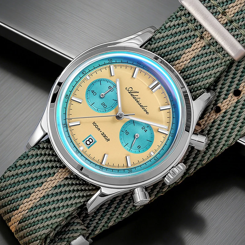 ADDIESDIVE Chronograph Quartz Watches For Men AD2542 100m Waterproof Luminous Wristwatch Nylon Strap Domed Bubble Glass Watch
ADDIESDIVE Chronograph Quartz Watches For Men AD2542 100m Waterproof Luminous Wristwatch Nylon Strap Domed Bubble Glass Watch