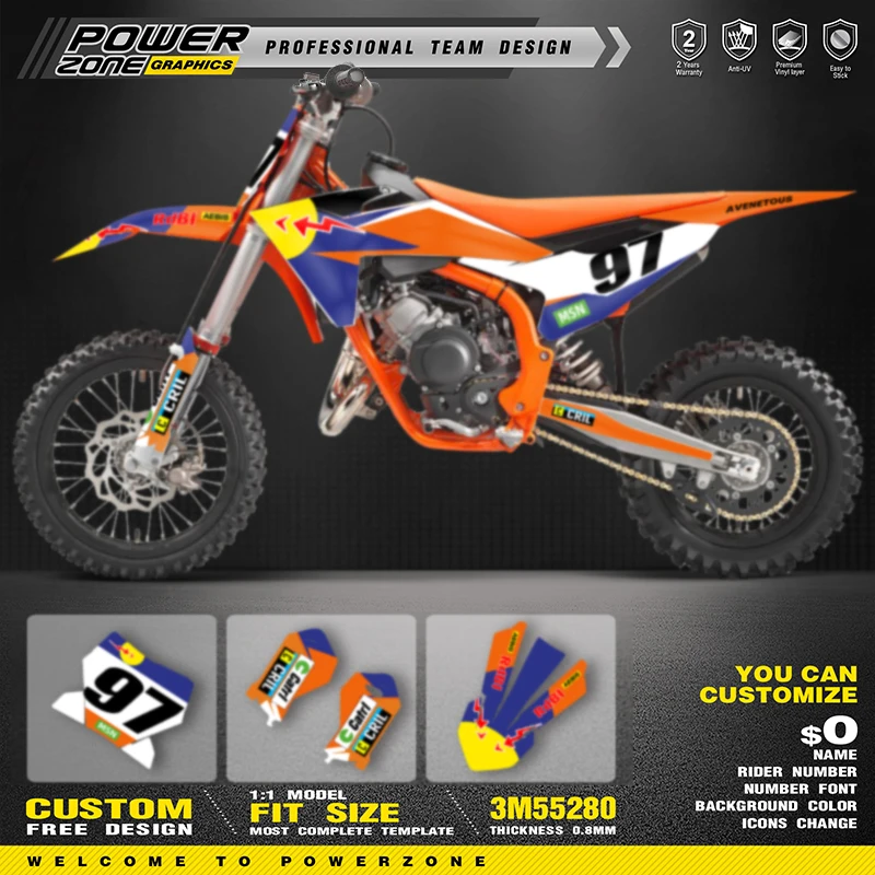 PowerZone Custom Team Graphics Backgrounds Decals For 3M Stickers Kit For KTM SX65 2022 2023 2024 65cc Number 01
PowerZone Custom Team Graphics Backgrounds Decals For 3M Stickers Kit For KTM SX65 2022 2023 2024 65cc Number 01
