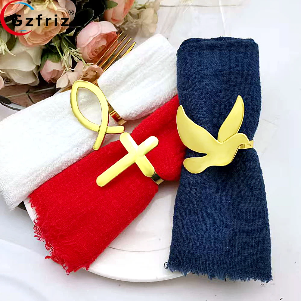 6Pcs Cross Napkin Rings Fish Peace Dove Napkin Ring Holder for Christmas Wedding Easter Holiday Party Banquet Table Decoration
6Pcs Cross Napkin Rings Fish Peace Dove Napkin Ring Holder for Christmas Wedding Easter Holiday Party Banquet Table Decoration