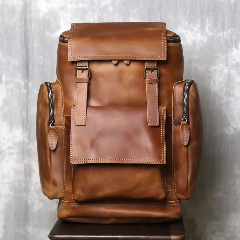 Retro Crazy Horse Leather Backpack Men's Head Layer Cowhide Travel Backpack Large Capacity Genuine Leather Computer Backpack
Retro Crazy Horse Leather Backpack Men's Head Layer Cowhide Travel Backpack Large Capacity Genuine Leather Computer Backpack