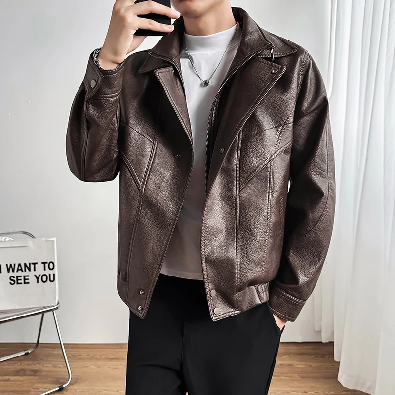 Sli Thiened Leather Jaet Men's Casual Faionable Winter Coat Spring Autumn Young Men's Top PU Material Zipper Closure
Sli Thiened Leather Jaet Men's Casual Faionable Winter Coat Spring Autumn Young Men's Top PU Material Zipper Closure
