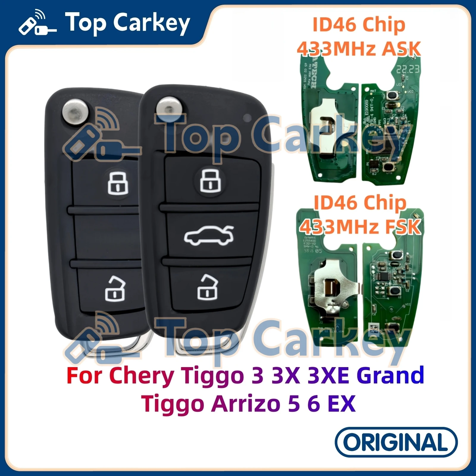 TopCarkey OEM PCB Flip Remote Key ID46 Chip 433MHz for Chery Tiggo 3 3X 3XE Arrizo 5 6 EX GX
TopCarkey OEM PCB Flip Remote Key ID46 Chip 433MHz for Chery Tiggo 3 3X 3XE Arrizo 5 6 EX GX