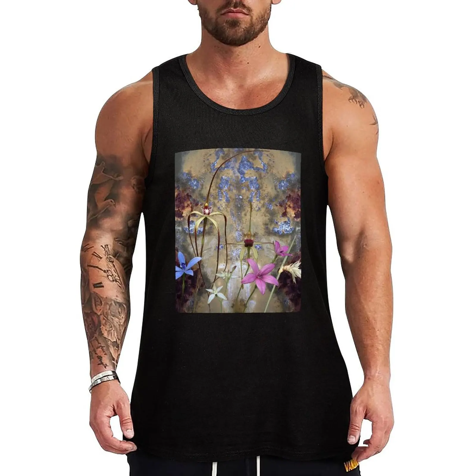 Silky Blue & Orchids with Blue Rusty Metal, native orchids of Western Australia. Tank Top Classic Fit Undershirt Everyday Wear
Silky Blue & Orchids with Blue Rusty Metal, native orchids of Western Australia. Tank Top Classic Fit Undershirt Everyday Wear