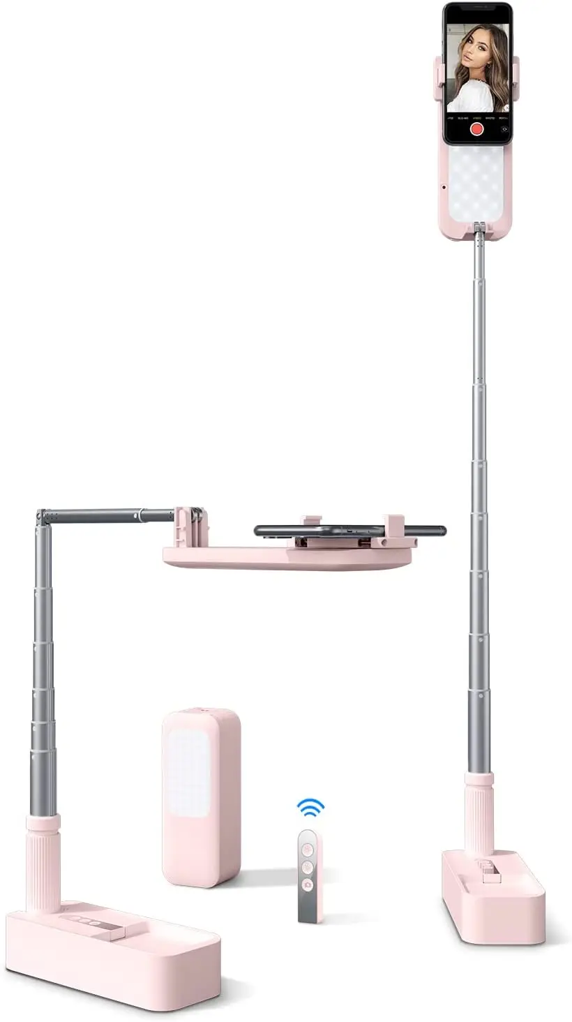 Selfie Stand, Portable Cell Phone Stand,Compatible with 3.5-6.1" Phone for Live Streaming,Overhead Phone Mount,Chargeab
Selfie Stand, Portable Cell Phone Stand,Compatible with 3.5-6.1" Phone for Live Streaming,Overhead Phone Mount,Chargeab
