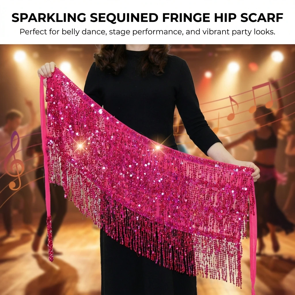 Four Layer Bohemian Hip Scarf With Sequins And Fringe For Belly Dance Halloween Party
Four Layer Bohemian Hip Scarf With Sequins And Fringe For Belly Dance Halloween Party