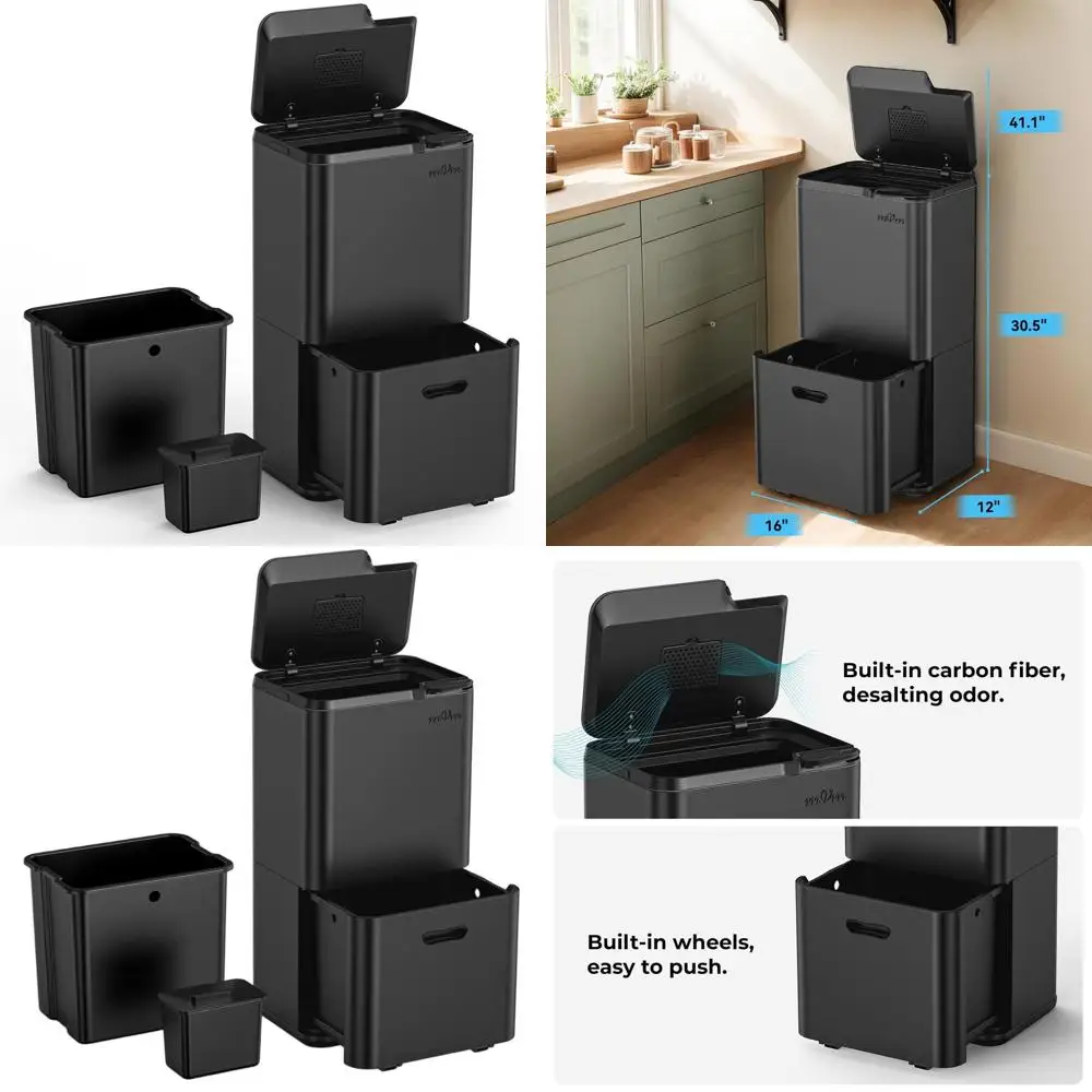 16 Gallon Dual Compartment Stainless Steel Trash Can, Heavy-Duty Kitchen and Office Waste Bin (Black)
16 Gallon Dual Compartment Stainless Steel Trash Can, Heavy-Duty Kitchen and Office Waste Bin (Black)